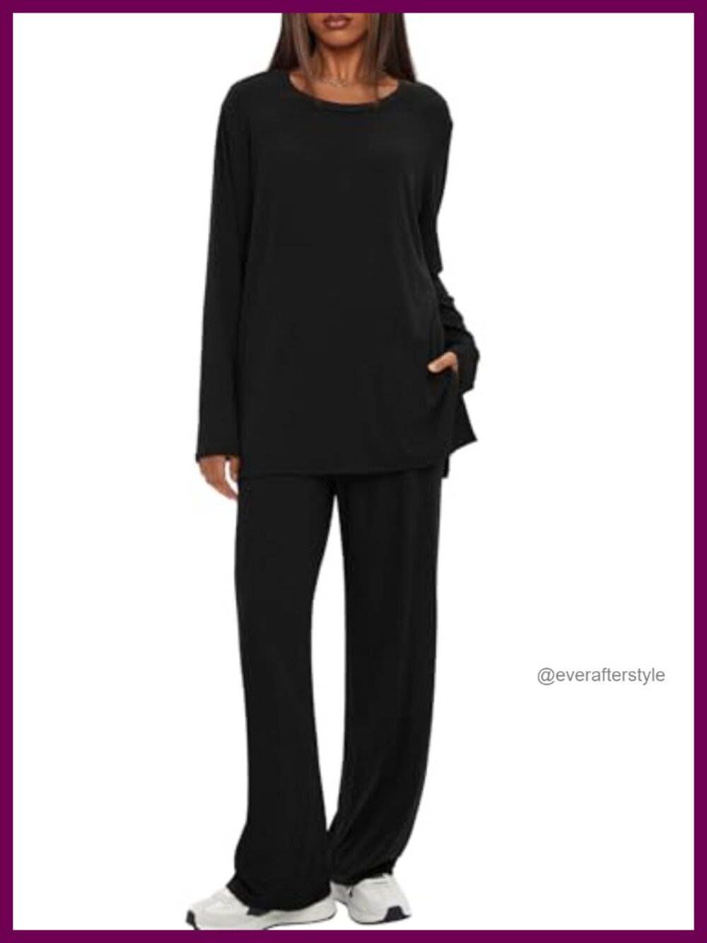 Women's 2 Piece Lounge Set Oversized Top Wide Leg Pants Casual